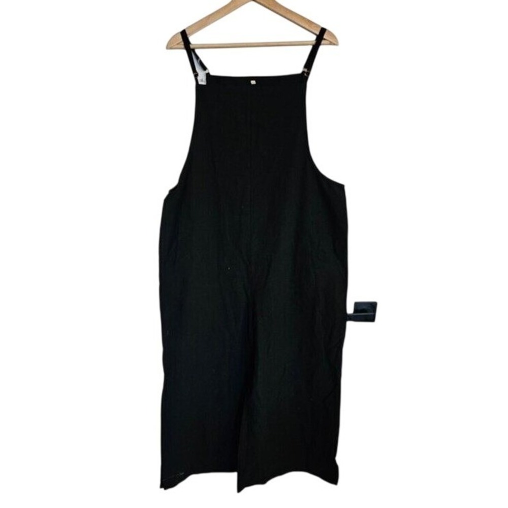 Linen blend Overalls XL Wide Leg Cropped. Black Yesno NWT‎